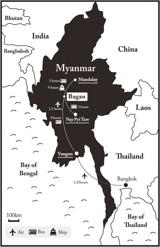 Bagan Myanmar Transportation Map